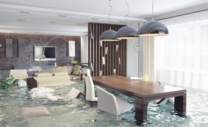 Flooded living room